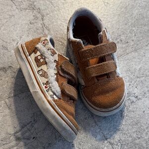 Vans Brown Kids Sneakers with Bear Pattern